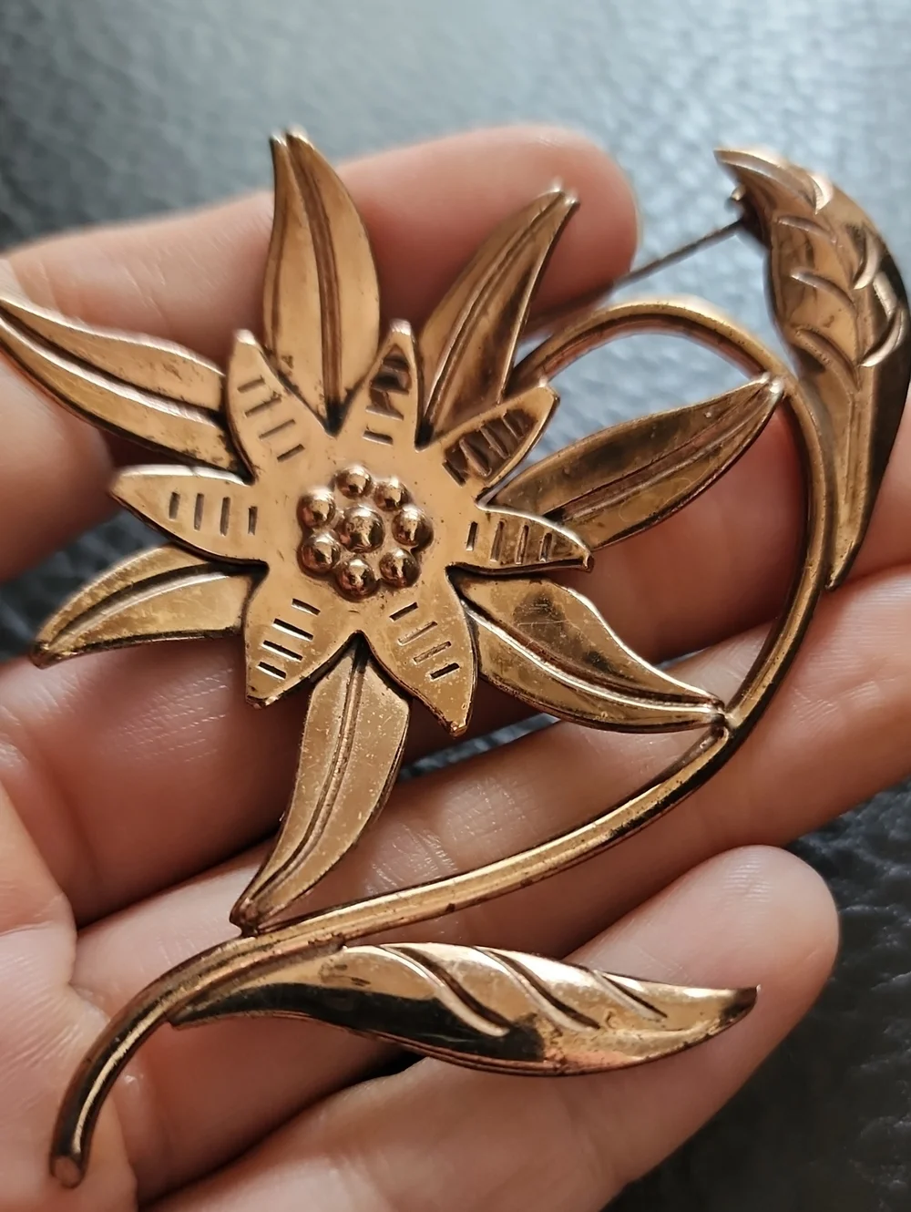 VTG Coro Gold Over Sterling Floral Starburst Brooch - Elegant Women’s Jewelry